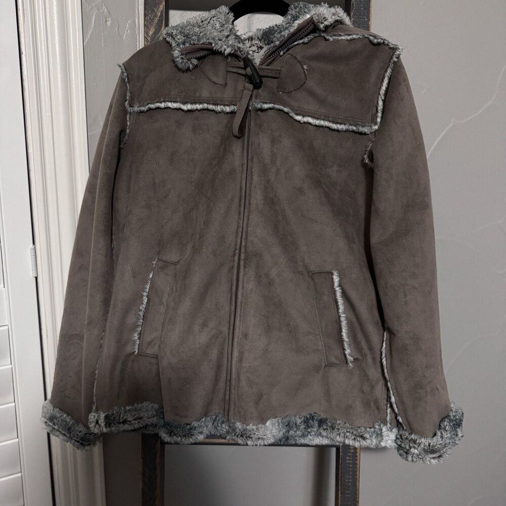 Lolē Faux suede faux fur taupe coat ultra soft and warm Medium